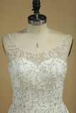 Chiffon Spaghetti Straps Beaded Bodice Wedding Dresses A