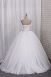 New Wedding Dresses Tulle Ball Gown Sweetheart Ruched Bodice Lace Up