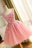 A Line Scoop Homecoming Dresses Tulle With Applique And