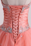 Hot Fuchsia Quinceanera Dresses Ball Gown Sweetheart Floor-Length Tulle With Embroidery Lace Up