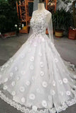 New Arrival Tulle Lace Up Wedding Dresses With Appliques And Sequins A-Line Long