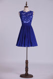 Homecoming Dresses Scoop Chiffon Dark Royal Blue Short