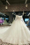 Luxurious Wedding Dresses Off The Shoulder A Line With Beading Two-Meter Royal