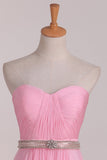 Bridesmaid Dresses A Line Sweetheart Pleated Bodice Beaded Waistline Chiffon