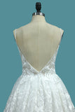 A Line Lace Wedding Dresses Spaghetti Straps With Beads Sweep