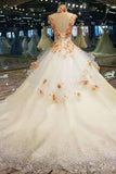 New Arrival High Neck Wedding Dresses With Appliques And Pearls Lace