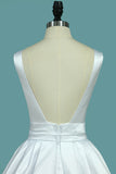 New Arrival Straps Satin Wedding Dresses With Sash/Ribbon Open