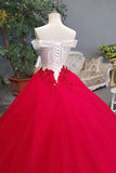 New Arrival Off The Shoulder Lace Up Red Wedding Dresses/Quinceanera Dresses