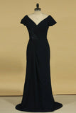 New Arrival V Neck With Ruffles Mother Of The Bride Dresses A Line