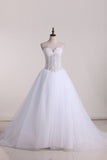 Gorgeous Wedding Dresses A-Line Sweetheart See Through Floor-Length Tulle With Pearls Lace