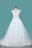 Ball Gown Short Sleeves Scoop Wedding Dresses Tulle With