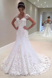 New Arrival Mermaid/Trumpet V-Neck Tulle Wedding Dresses With Applique Short