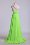 Prom Dresses A Line One Shoulder Chiffon With Beading&Sequins