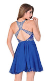 A Line/Princess Halter Homecoming Dresses Tulle & Chiffon Beaded