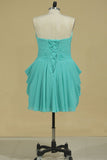 A Line Ruched Bodice Homecoming Dresses Chiffon Mini