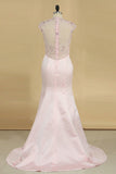 New Arrival V Neck Prom Dresses Beaded Bodice Satin Sweep