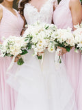 Simple Pink Mismatched A-Line Bridesmaid Dresses, Elegant Chiffon Bridesmaid Dress STA15397