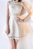 Homecoming Dresses A Line Scoop Lace Short/Mini Zipper