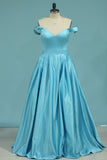 New Arrival Off The Shoulder Prom Dresses A Line Satin With