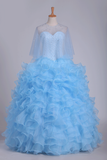 Ball Gown Quinceanera Dresses Sweetheart Beaded Bodice Organza