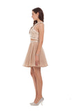 Two-Piece Scoop Homecoming Dresses A Line Chiffon With