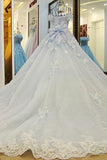 New Arrival Luxury Floral Wedding Dresses A-Line Court Train Tulle With Beads And Bow