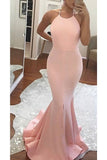 New Arrival Halter Open Back Satin With Slit Mermaid Evening