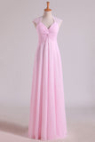 V-Neck Bridesmaid Dresses A-Line Floor-Length With