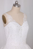 New Wedding Dress Ball Gown Spaghetti Straps Floor-Length Lace Zipper