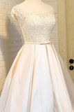 Scoop Homecoming Dresses A Line Satin With Applique