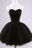 Black Homecoming Dresses Ball Gown Sweetheart Short/Mini With Appliques Lace