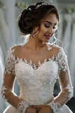 New Arrival Long Sleeves Tulle Wedding Dresses Scoop Neck With