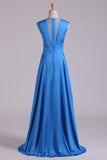 New Arrival V-Neck Prom Dresses A-Line Chiffon Floor-Length