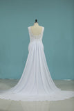 A Line Scoop Chiffon With Applique Wedding Dresses Court