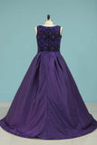 New Arrival Plus Size Prom Dresses A Line Scoop With Beading