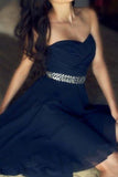 Chiffon Homecoming Dresses A Line Sweetheart With Ruffles And Rhinestone