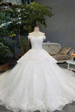 Hot Selling Wedding Dresses Tulle Lace Up With Appliques And Rhinestones Ball