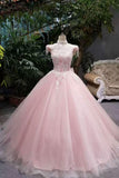 New Arrival Pink Quinceanera Dresses Lace Up With Appliques And Beading Lace