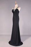 Slim V Neck Prom Dress Sheath Floor Length Open Back Discount Price