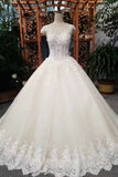 Hot SellingFloor Length Lace Up Wedding Dresses With Appliques And