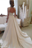 High Neck Open Back Long Sleeves Wedding Dresses A Line