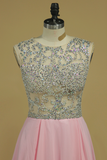 Homecoming Dresses Scoop Beaded Bodice Short/Mini Chiffon A Line