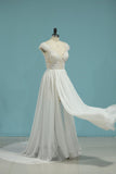 Beach Wedding Dresses A-Line V-Neck Chiffon Full Beaded