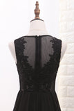 New Arrival Scoop A Line Prom Dresses With Applique And Slit