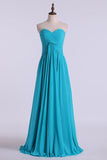 Prom Dresses A Line Floor Length Sweetheart Chiffon With Ruffles