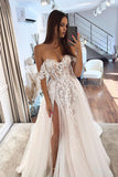 Gorgeous A Line Sweetheart Tulle Wedding Dresses with Appliques