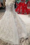 Lace Wedding Dresses Off-The-Shoulder Long Sleeves Royal