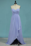 A Line Sweetheart Ruched Bodice Asymmetrical Chiffon Bridesmaid