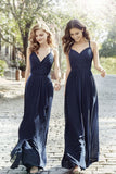 A Line Bridesmaid Dresses Spanghetti Straps Chiffon Floor