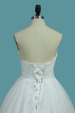 A Line Sweetheart Tulle Wedding Dresses With Appliques Sweep/Brush